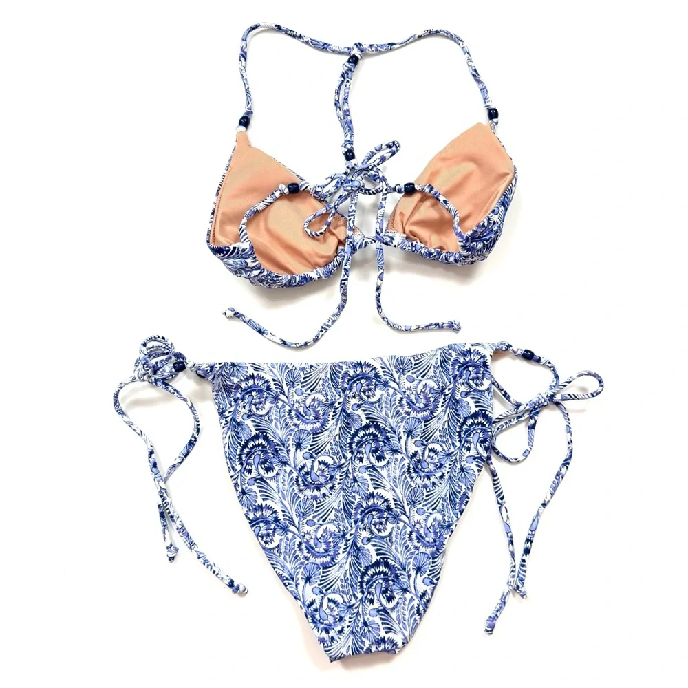 J. Crew Beaded String Bikini in Dandelion Swirl - Picture 2 of 5